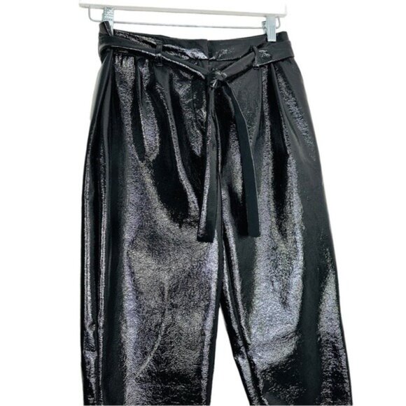 Who What Wear Vinylcore High Waisted Shiny Faux Leather Belted Pants Sz 2 - Picture 4 of 12